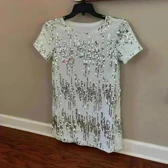 Sequin Tee Shirt Mini Dress Versatile Size Small Shift Dress Party  MINT - Picture 13 of 14